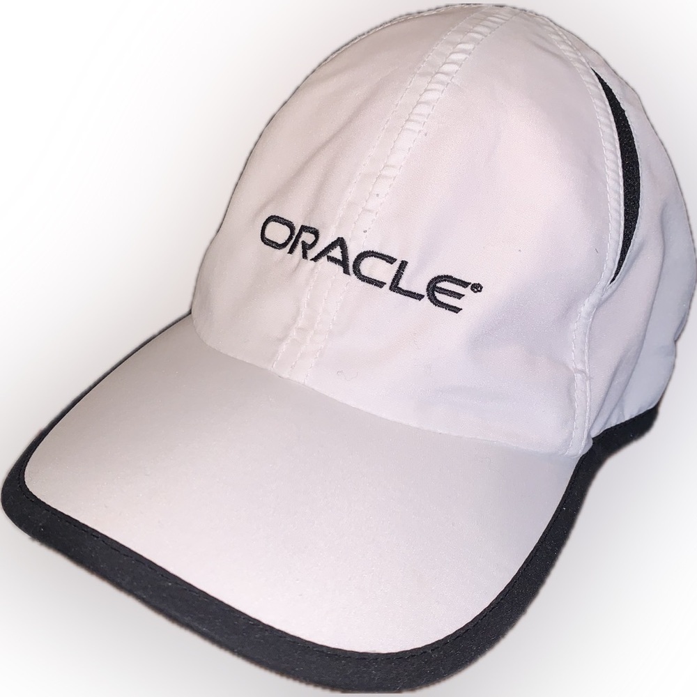 Oracle Racing White Black Cap Hat Mesh Inserts Adjustable Wicking Lightweight OS